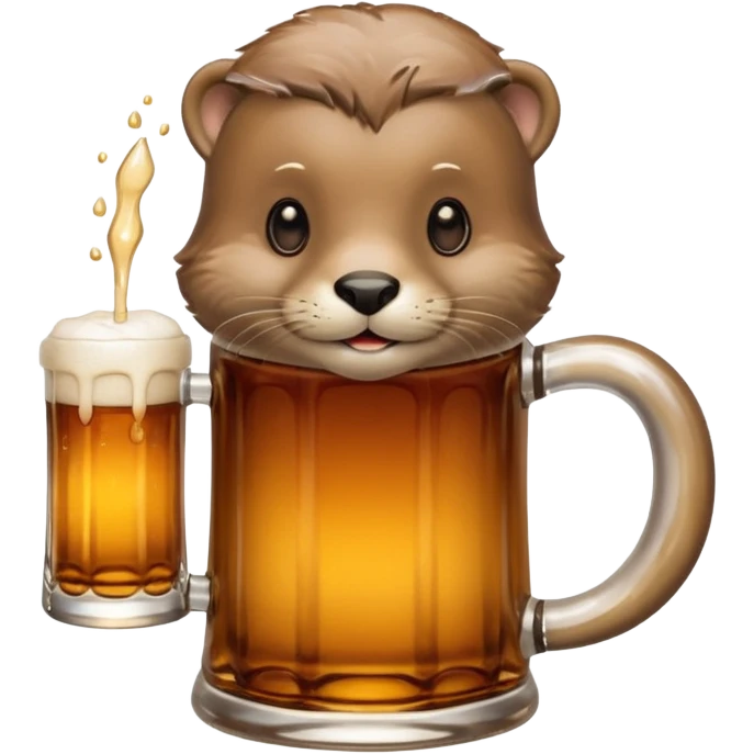 a beer holding an otter in its hand emoji