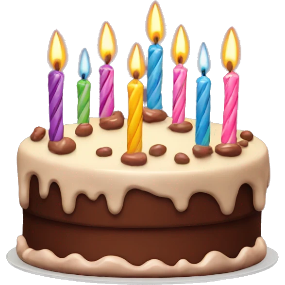 Chocolate birthday cake with candles emoji