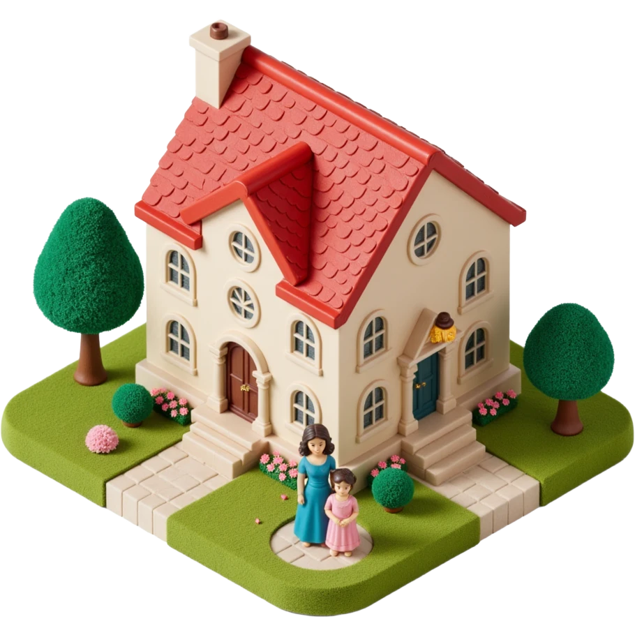 palace house with a family and pet, celebrations  emoji