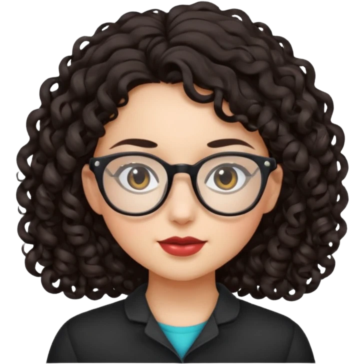 Girl dark hair curls glasses  emoji
