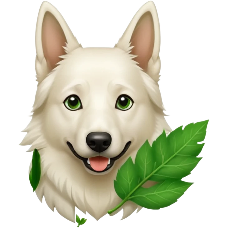 White belgian Shepard with weed emoji