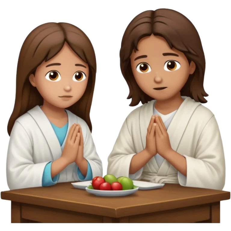 jesus en la mesa orando con una adolescente emoji