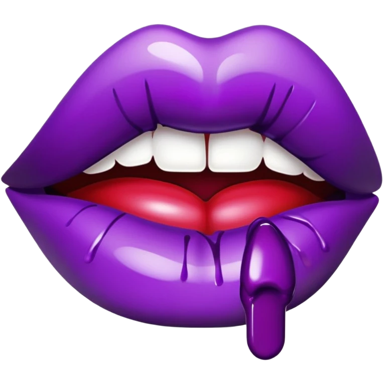 Lips with  lipstick with dark purple  drips emoji