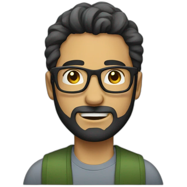 man with glasses and beard with good hairstyle like coder emoji