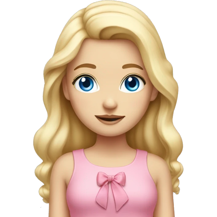 blonde girl blue eyes pink top and bow emoji