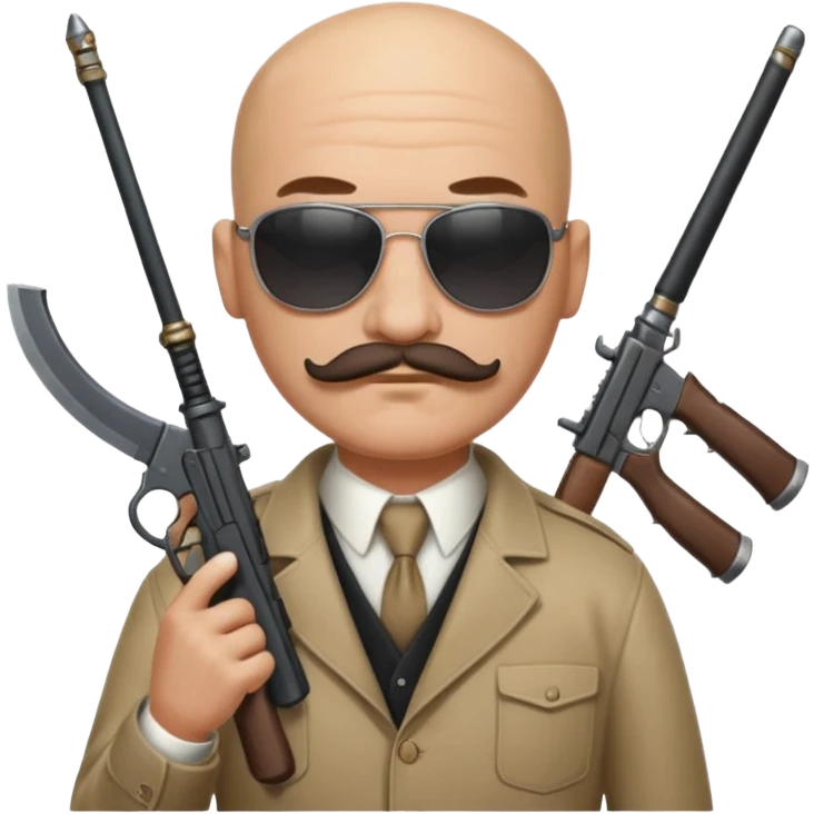 Bald Gangster, sunglasses, mustache and weapons emoji