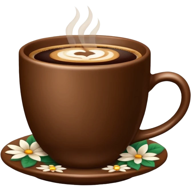 Brown cup of coffee with flowers pattern  emoji