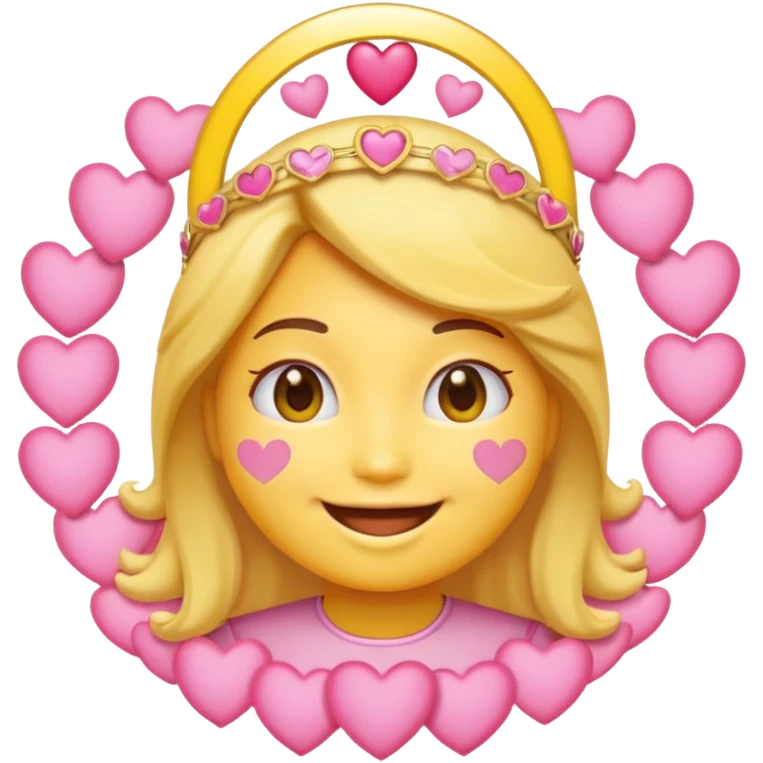 a smiling emoji with pink hearts an a halo emoji