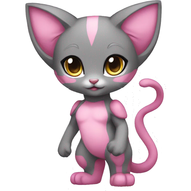 Pink Chibi Anthro Mew-Pokémon full body emoji