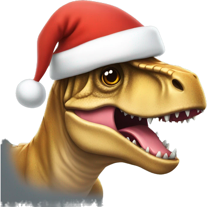 Trex in a Santa hat emoji