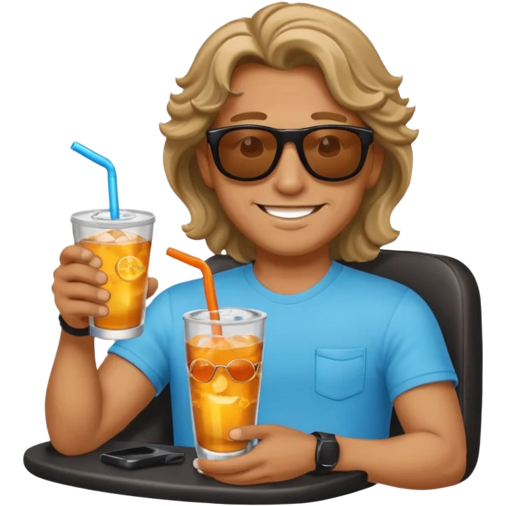 chill guy long curling hair in drink holders with sunglasses emoji