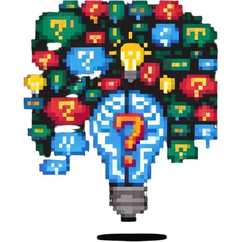 brain with question marks and lightbulb, representing inquisitive thinking emoji
