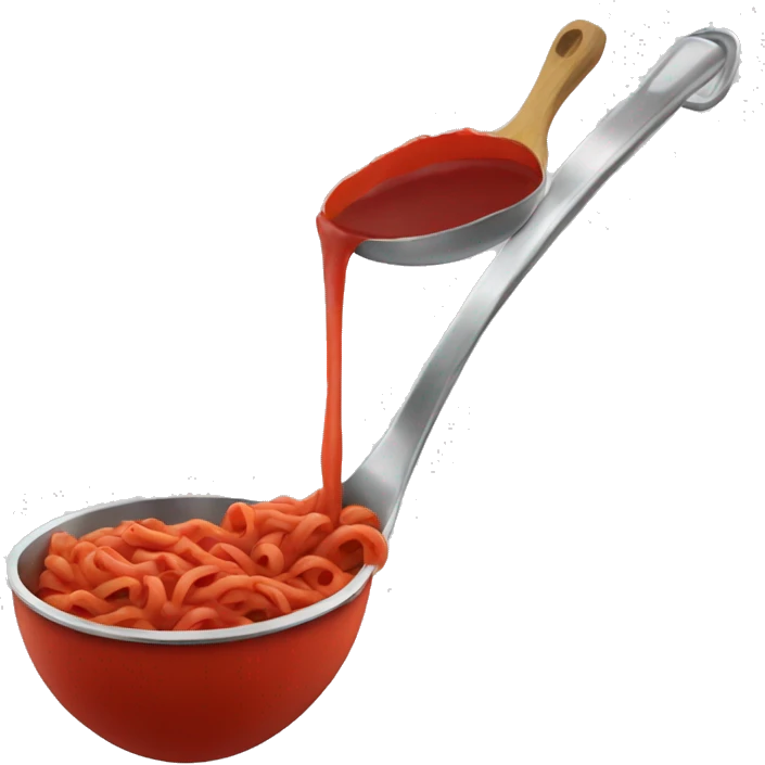 Red pasta sauce in a ladle  emoji