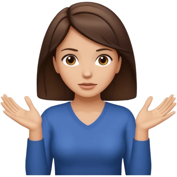 Woman 2 hands shrugging with brunette hair and light tan skin emoji