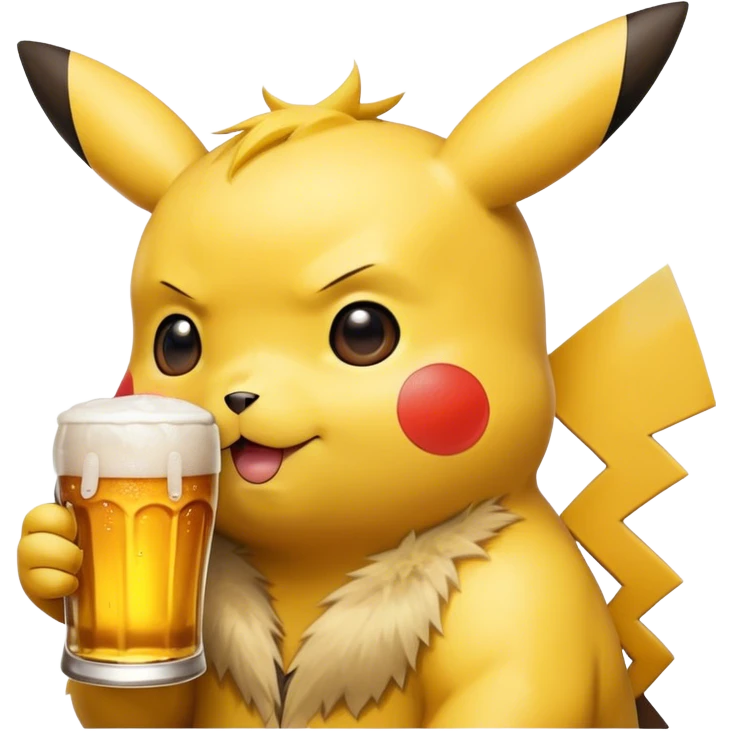 Pikachu drinks beer emoji