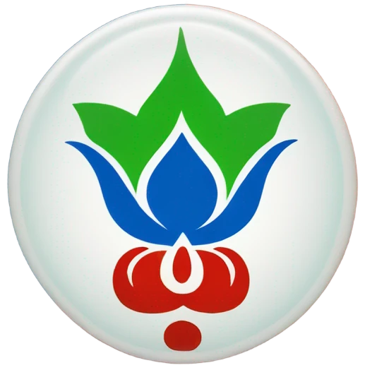 A flag split in two colours: top colour blue and bottom colour green. In the middle of the flag there should be a dharma chakra in red colour emoji