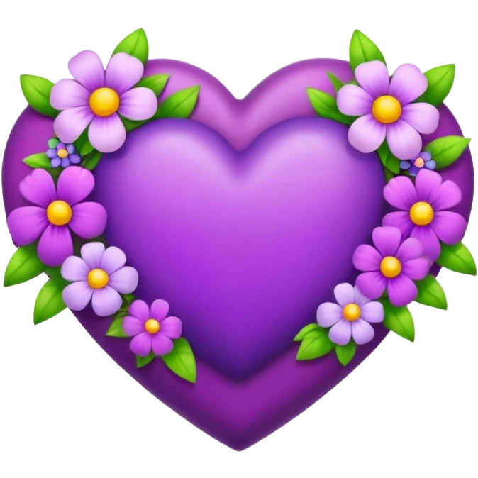purple heart with flowers inside emoji
