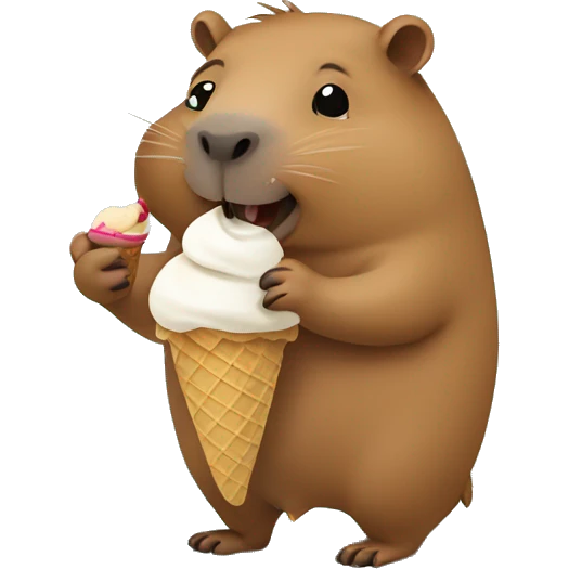 Capybara eats ice cream emoji