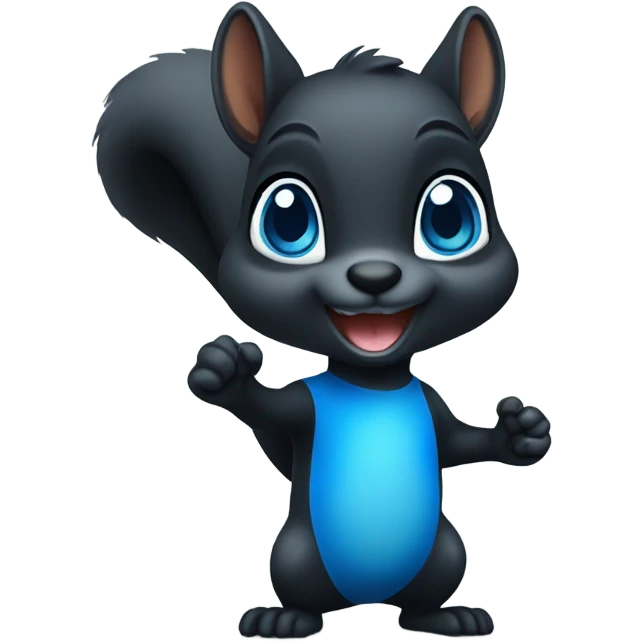 Black squirrel with blue eyes saying hi emoji