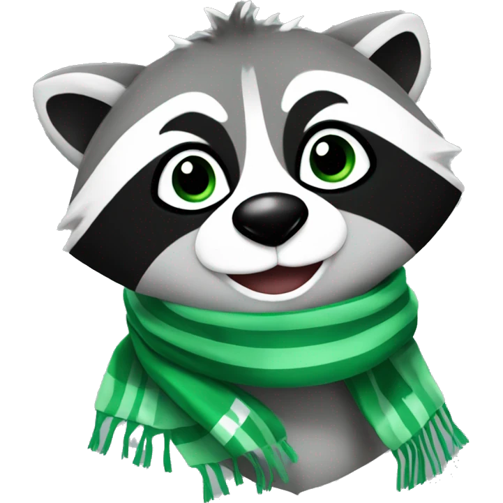 Racoon cheering with a green and white sport scarf emoji