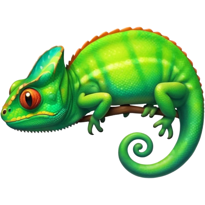 please create an animated color changing emoji that can be used as favicon . the default colour must be green and then its colour must change. the chemeleon should look to the left side emoji