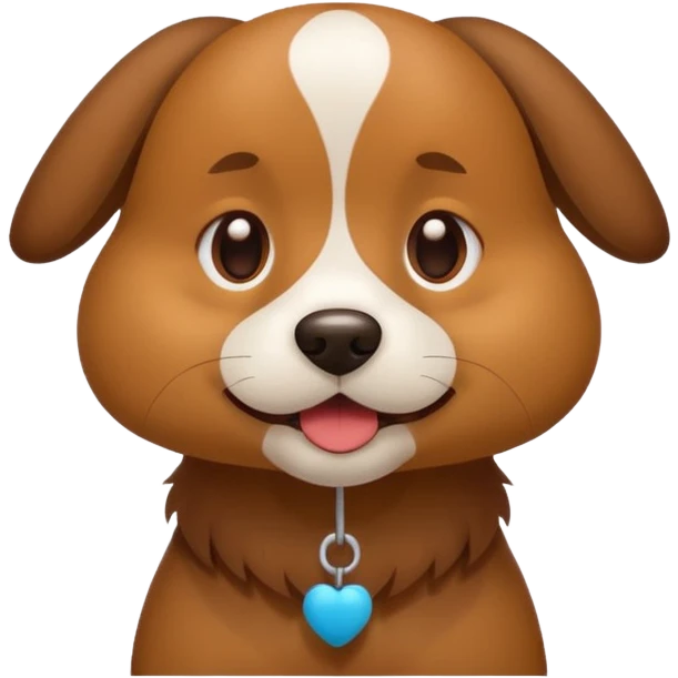 Apple emoji style dog, friendly expression, simple shapes emoji