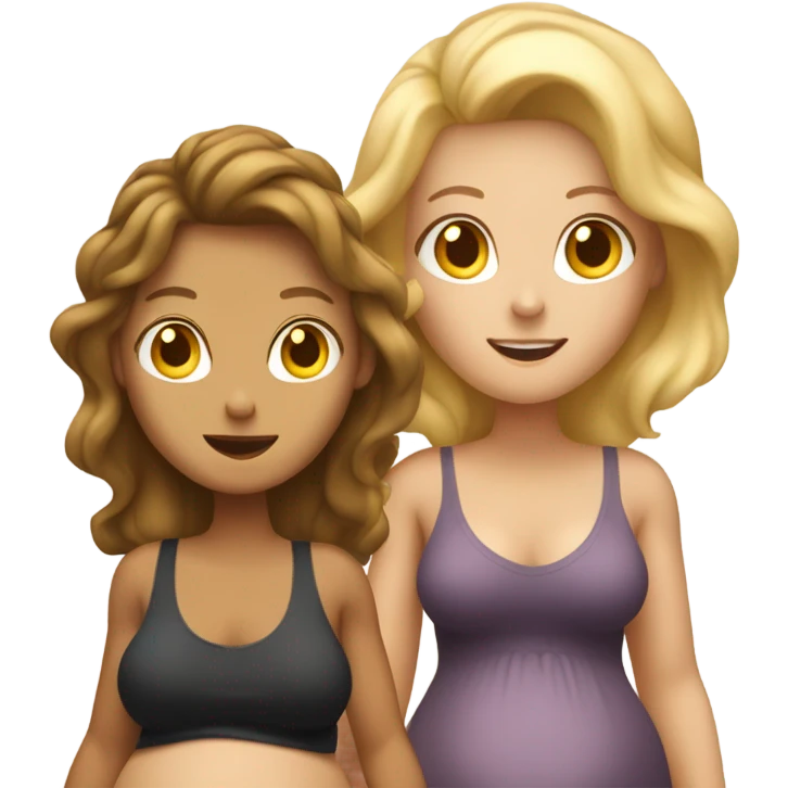 2 pregnant women talking - one white and one slightly tanned emoji