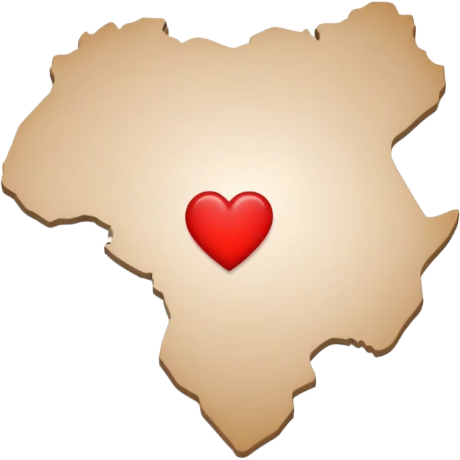 Ethiopian map with a heart overlay emoji