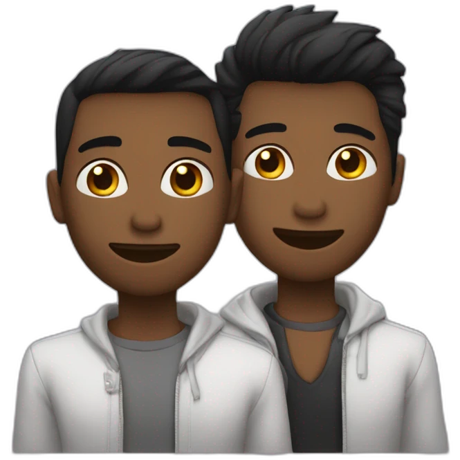 Couple gay mec asiat et mec noir emoji