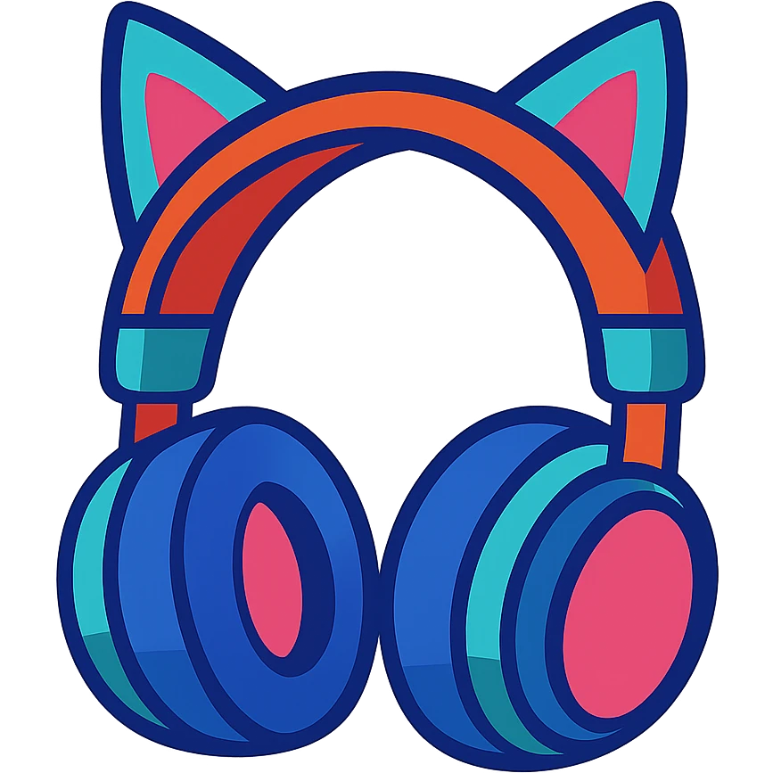 headphones with cat ears, modern and sleek emoji