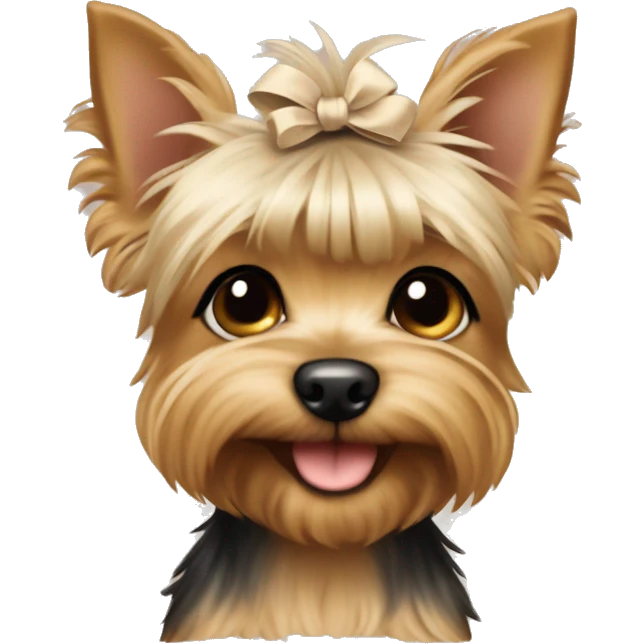 Baby york terrier with beige bow  emoji