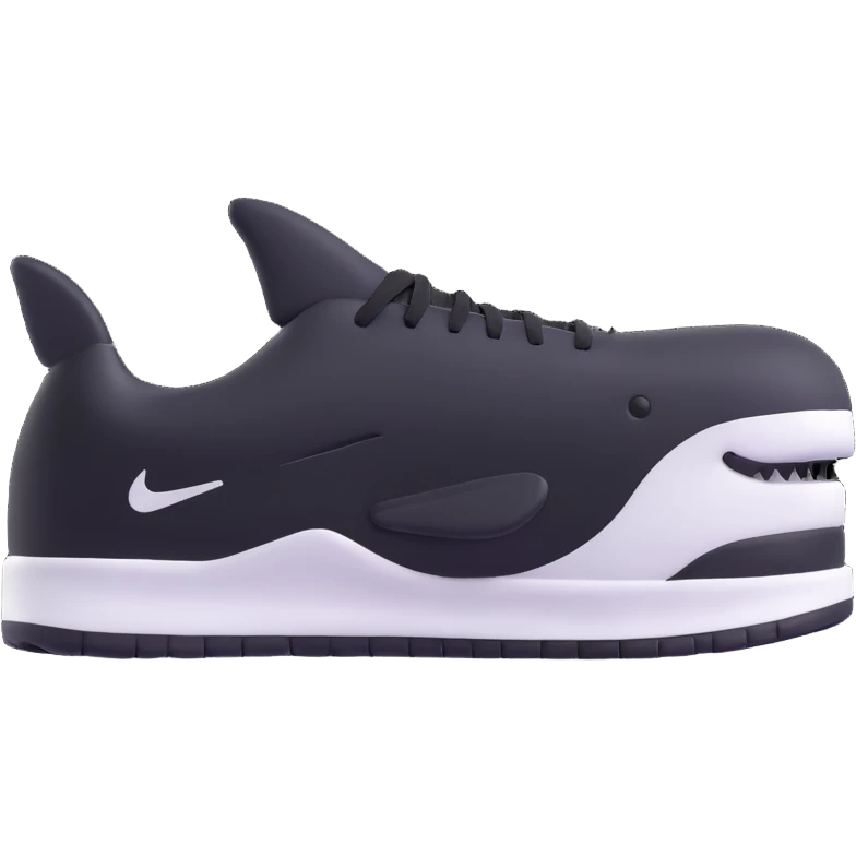 Make the orca's Nike sneakers clearly black and white, keep the rest unchanged, 3D emoji style, with no background. emoji