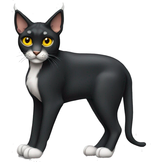 Pointed ears like lynx sleek black cat full body yellow eyes  emoji