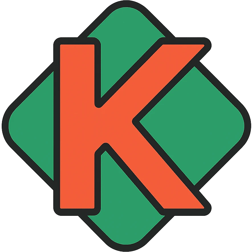 Kaspa cryptocurrency K symbol in red and green colors emoji