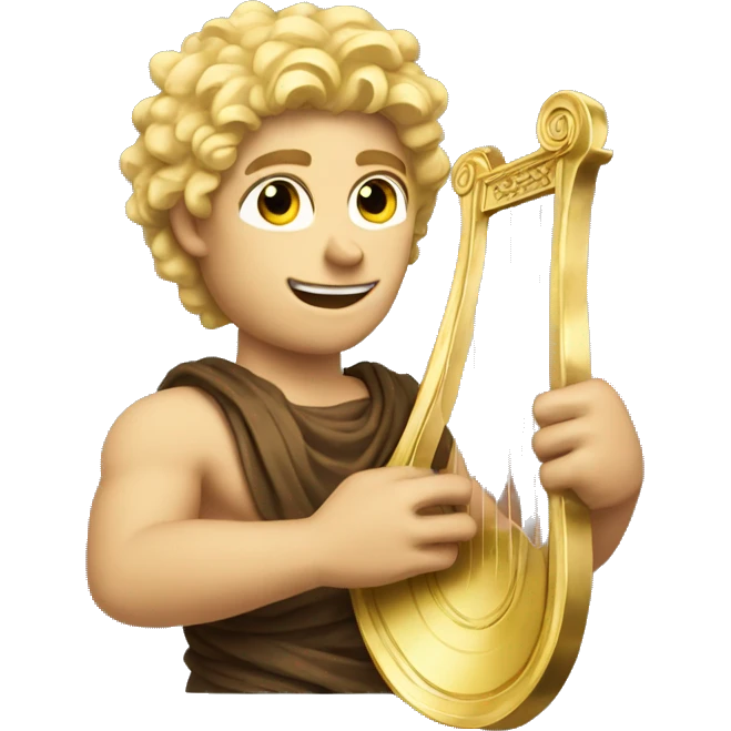 Apollo god. Holding a lyre with Blonde hair emoji