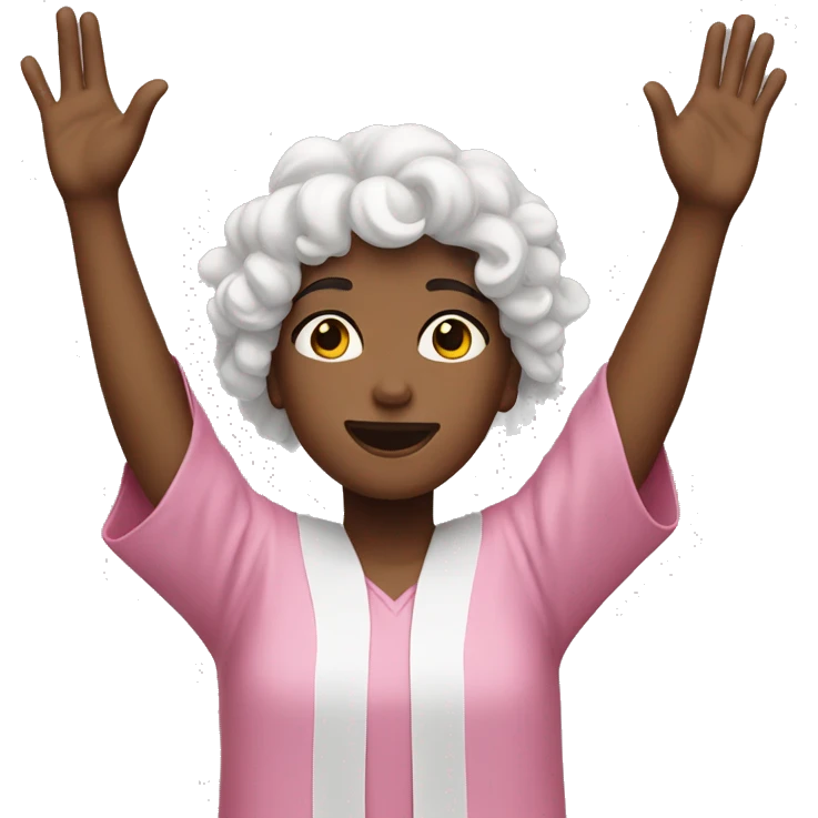 Pink girl with hallelujah celebration hands up emoji