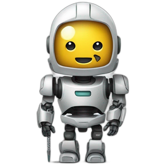 robô pintor com pernas de canetinha emoji