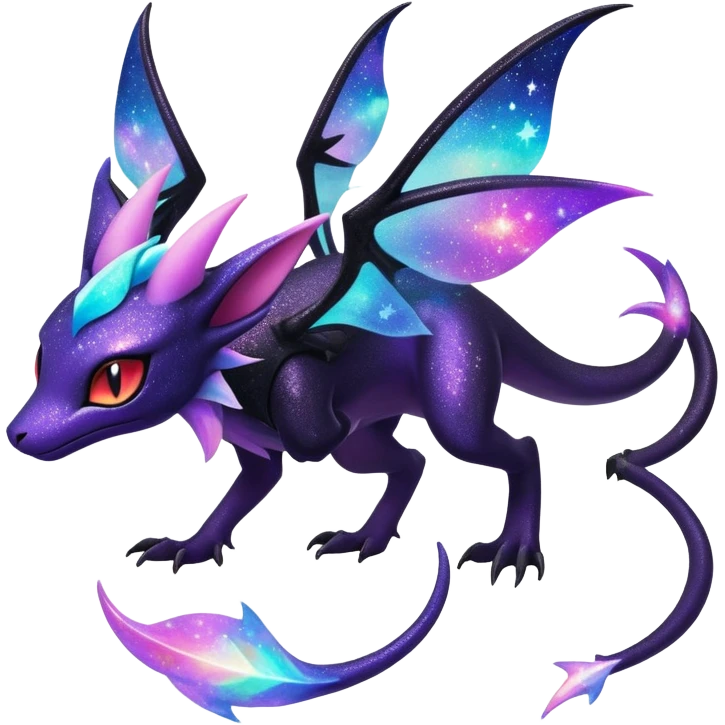 Shiny Ethereal Celestial Nebulae Salandit-Noivern-Espeon-Hybrid (Full body) emoji