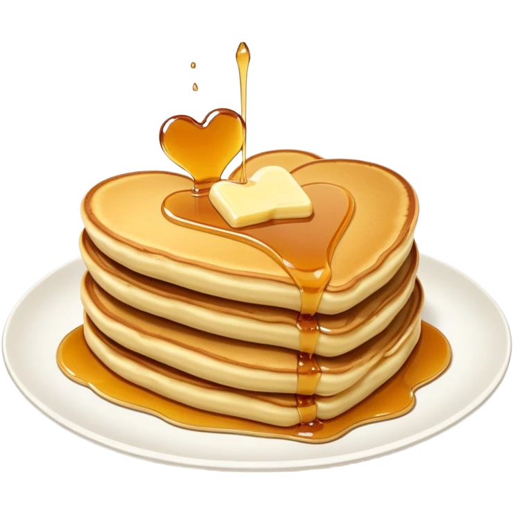 Heart shaped pancakes with butter and syrup  emoji