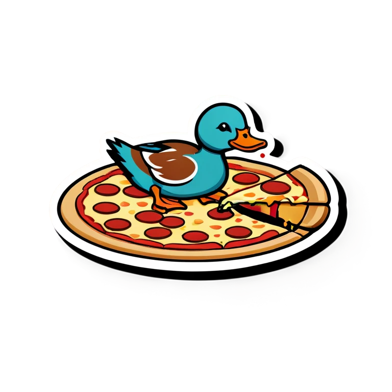 Duck eating pizza emoji