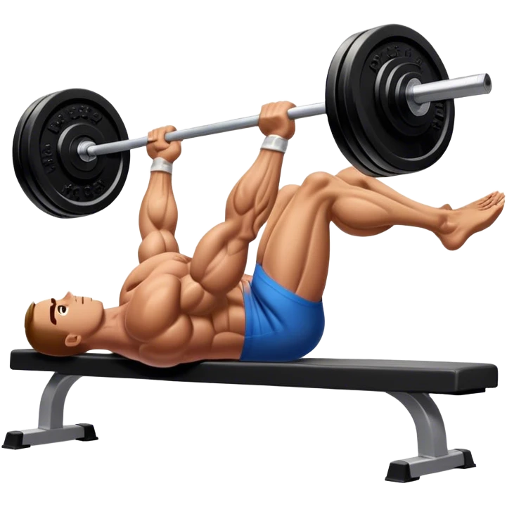 side-view bodybuilder lying down barbell glute-bridges emoji