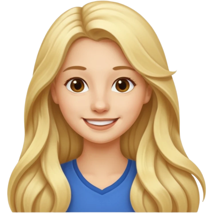 Profesora joven, sonrriente cabello rubio y de pelo largo  emoji