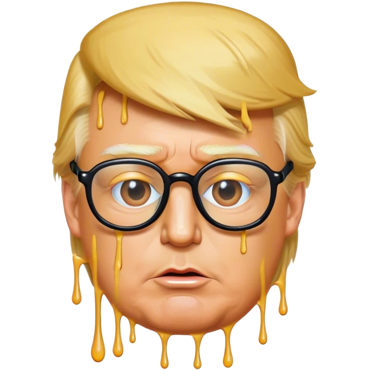 Donald Trump with drippy glasse emoji
