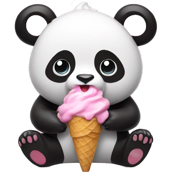 Pink Panda eating ice cream emoji