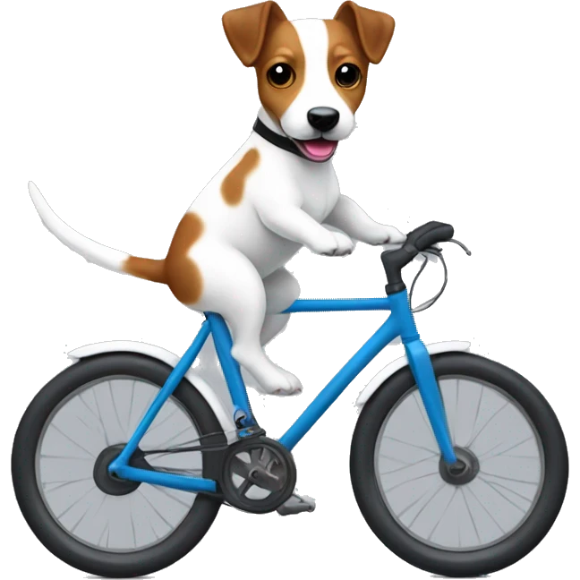 Jack Russell dog riding road bike emoji