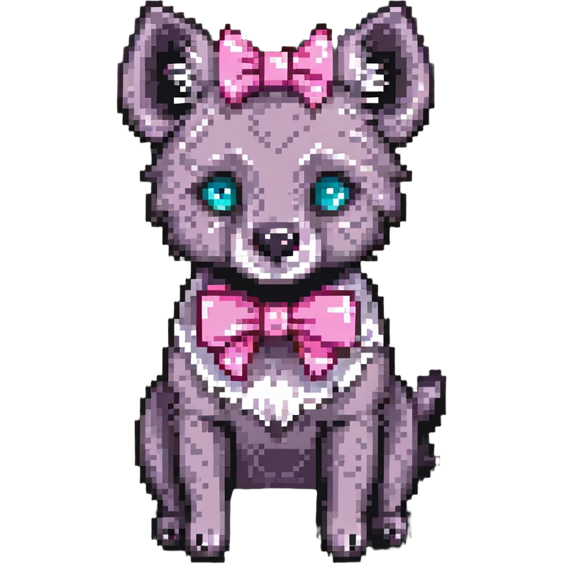hyena with a pink bow emoji