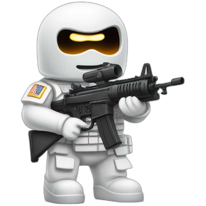 white ghost with a machine gun and wearing a military helmet emoji