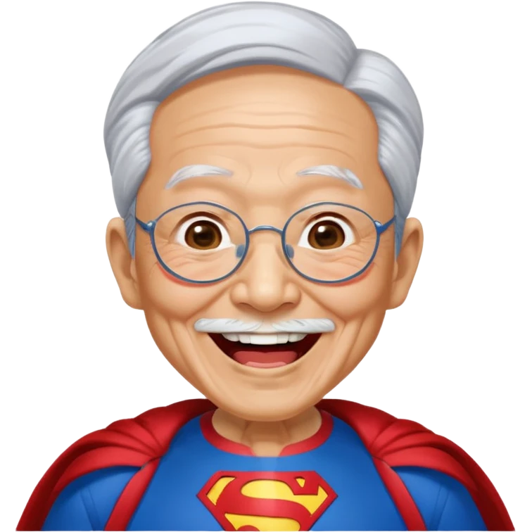 Laughing crazily elderly Chinese superman  emoji