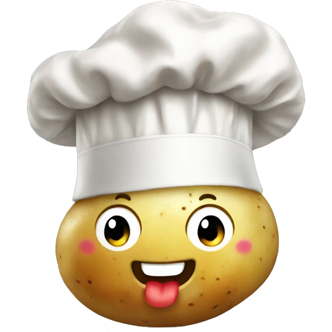 Potato with happy face and big chef hat emoji