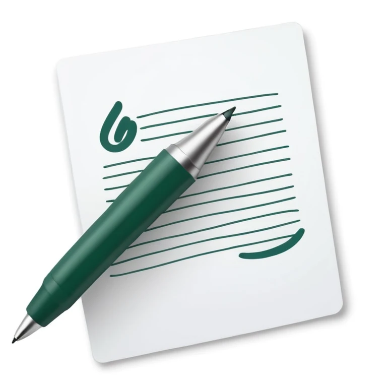 hand writing with dark green and white pen on white sheet, modern minimalism emoji